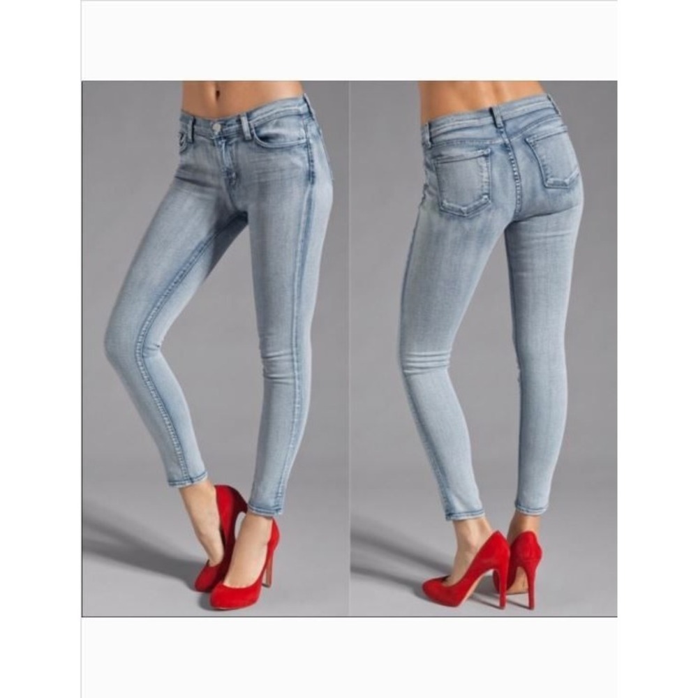 J Brand Jeans Afterlife Skinny Leg Jeans Light Indigo Wash Size 25 Low Rise Acid